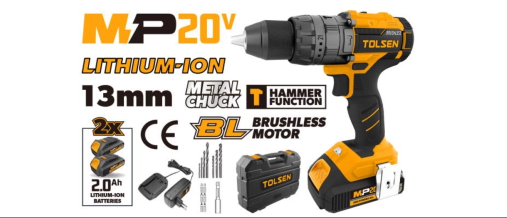 KIT AVVITATORE BRUSHLESS 20V CON PERCUSSIONE + VALIGETTA + 2 BATTERIE + ACCESSORI